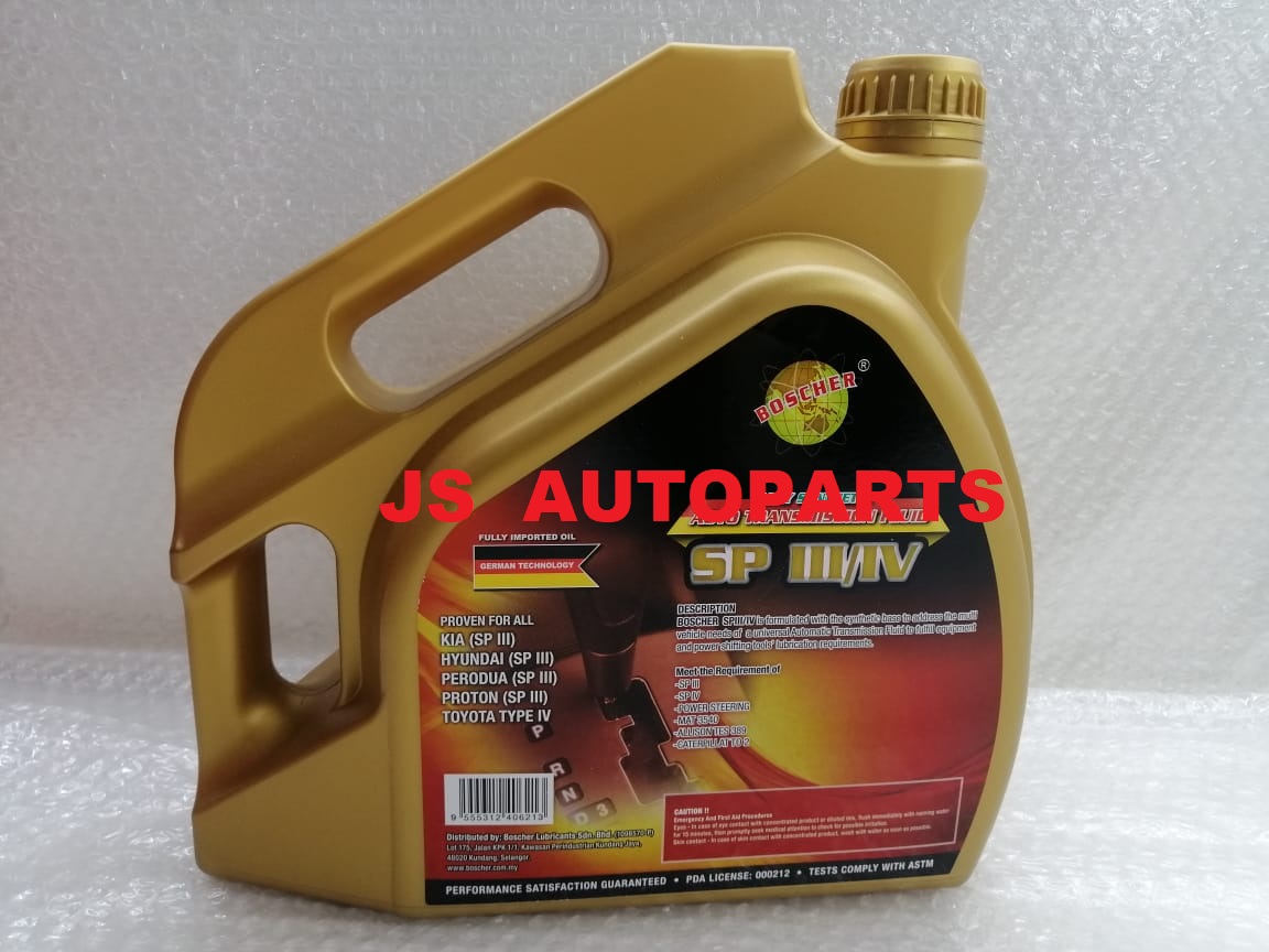 Boscher ATF SP III / SP3 Fully Synthetic Gear Oil 4 Litres Automatic
