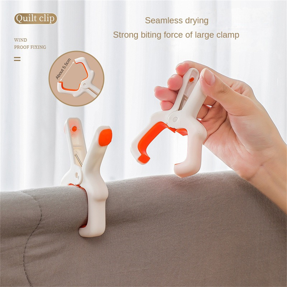 CHIPLY【✅Ready Stock】10pcs Multifunction Clothespin Household Strong Windproof Clip Drying Quilt Clothespin Strong Clamp Fixed Clip Falling Soft Glue Seamless Quilt Clip