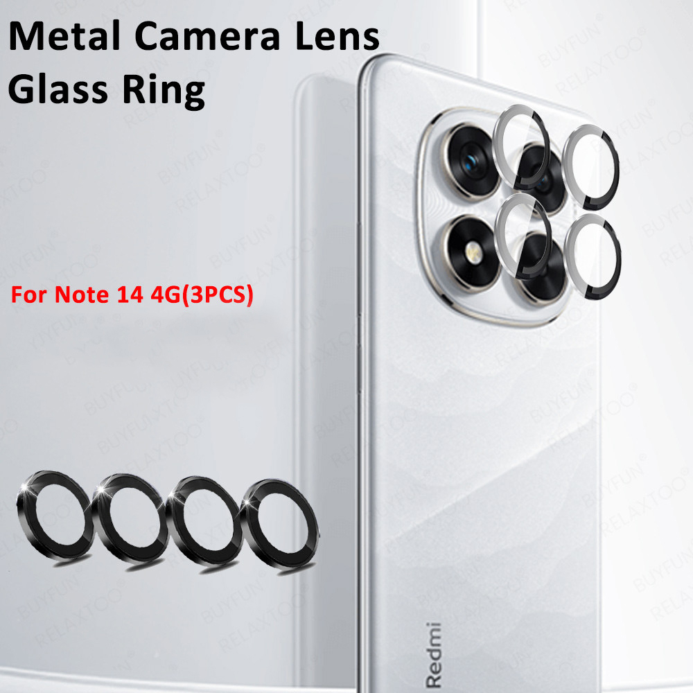 For Xiaomi Redmi Note 14 4G Anti-Drop Aluminum Alloy Eagle Eye Camera Ring for 6.67 inches xiaomi redmi note 14 MI NOTE 14 Metal Tempered Glass Camera Protector