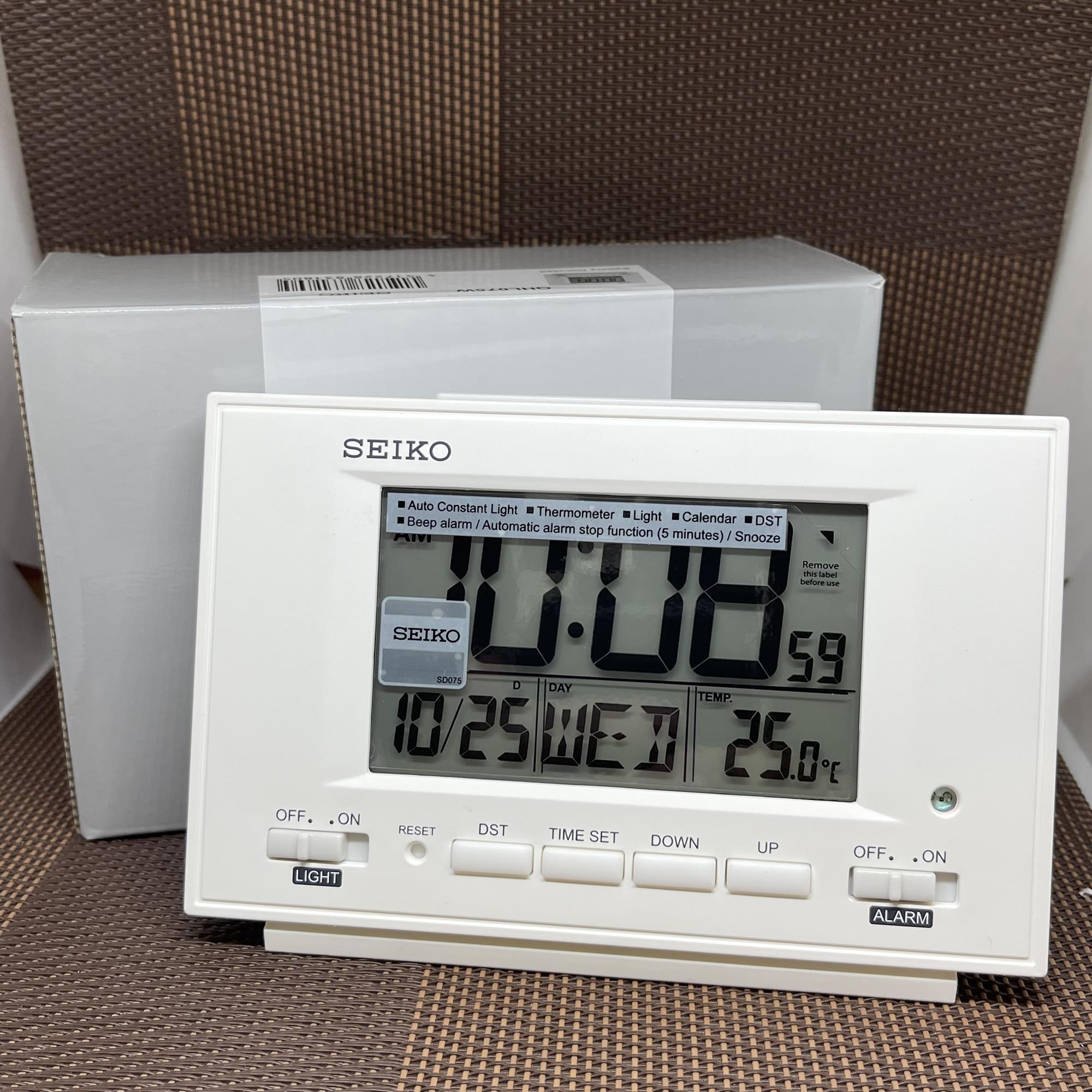 TimeYourTime] Seiko Clock QHL075W Black Digital Auto Constant Light Alarm  Snooze Thermometer Table Clock QHL075WL QHL075 | Lazada Singapore