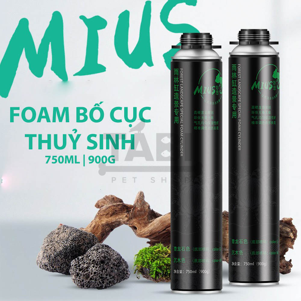 Foam mius, keo xịt dán rêu mius - foam tạo bố cục, tạo khối cho hồ, tường rêu, hồ bán cạn, thuỷ sinh