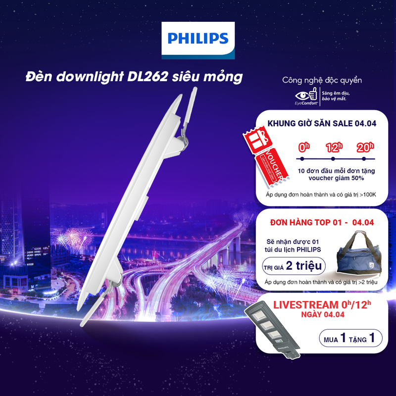 Đèn LED âm trần  PHILIPS Max DL262 Max siêu mỏng- công suất (9W, 12W)