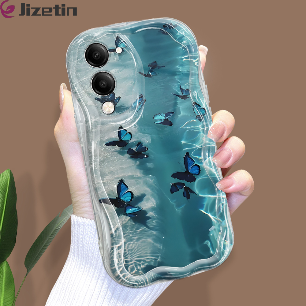 Jizetin%20for%20Vivo%20V50%20V50%20Lite%20Y04%20Y29S%20Back%20Cover%20Blue%20Green%20Butterfly%20Cream%20Wavy%20Edge%20Soft%20Silicone%20Phone%20Case%20-%20Image%202