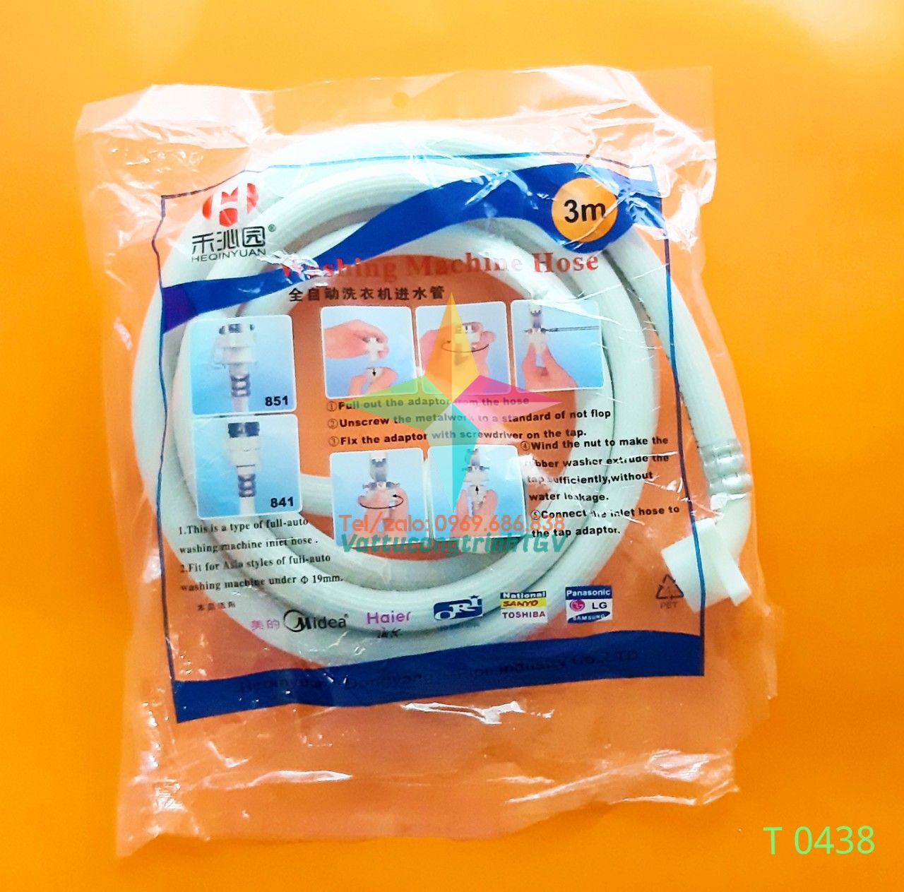 Dây cấp nước máy giặt cửa đứng 1.5M - 3M