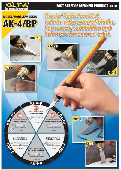 Dao cắt thủ công hình bút OLFA AK-4 Nhật Bản (kèm 4 lưỡi dao)