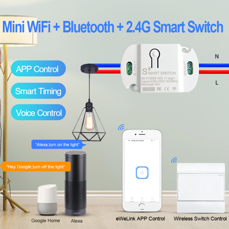 【Dueplay】【WiFi + Bluetooth + 2.4G 】Công Tắc Thông Minh Mini EweLink Bộ Ngắt Thông Minh Điều Khiển Từ Xa Hẹn Giờ Điều Khiển Bằng Giọng Nói Hoạt Động Với Alexa Goo Gle Home Alice
