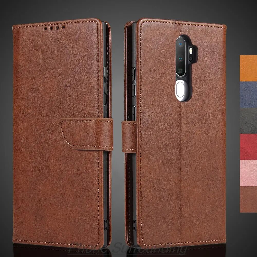 Wallet flip cover leather case for oppo a9 2020 / oppo a5 2020 pu leather phone bags protective holster