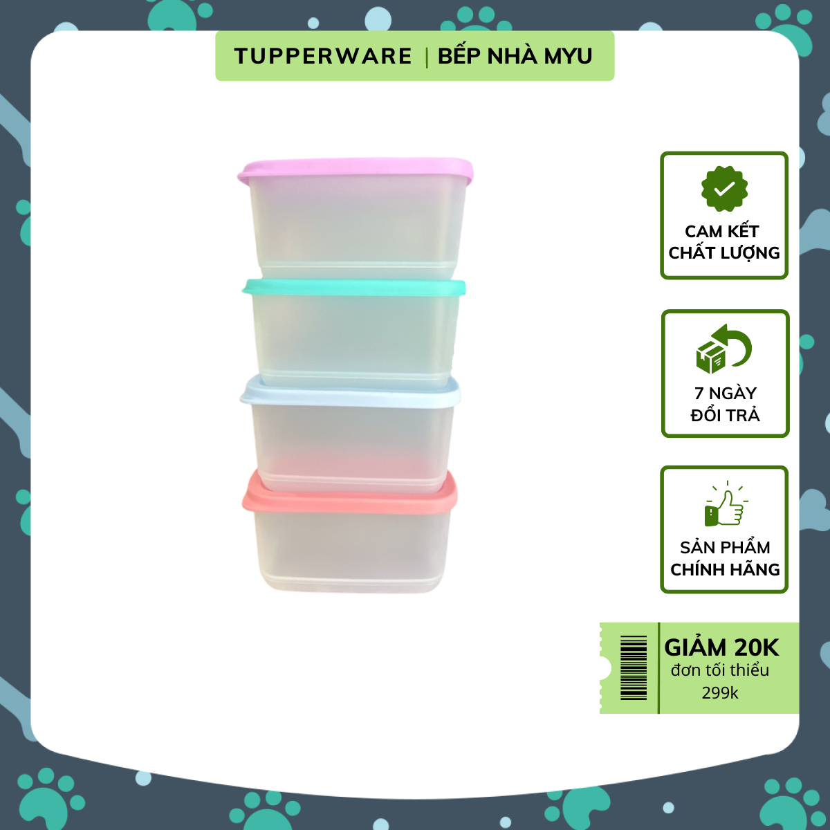 Bộ HộpTupperware Bảo Quản Thực Phẩm Cubix Mini Rectangular (4 Hộp)