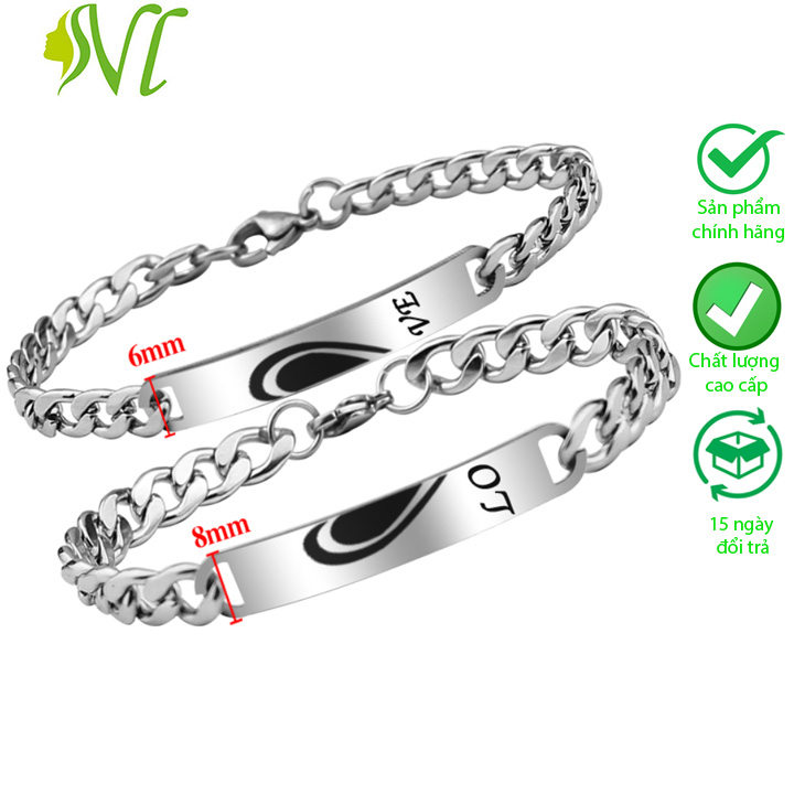 Lắc tay cặp đôi hoàn hảo không đen, dị ứng (1 cặp) - Người Đẹp Vì Lụa