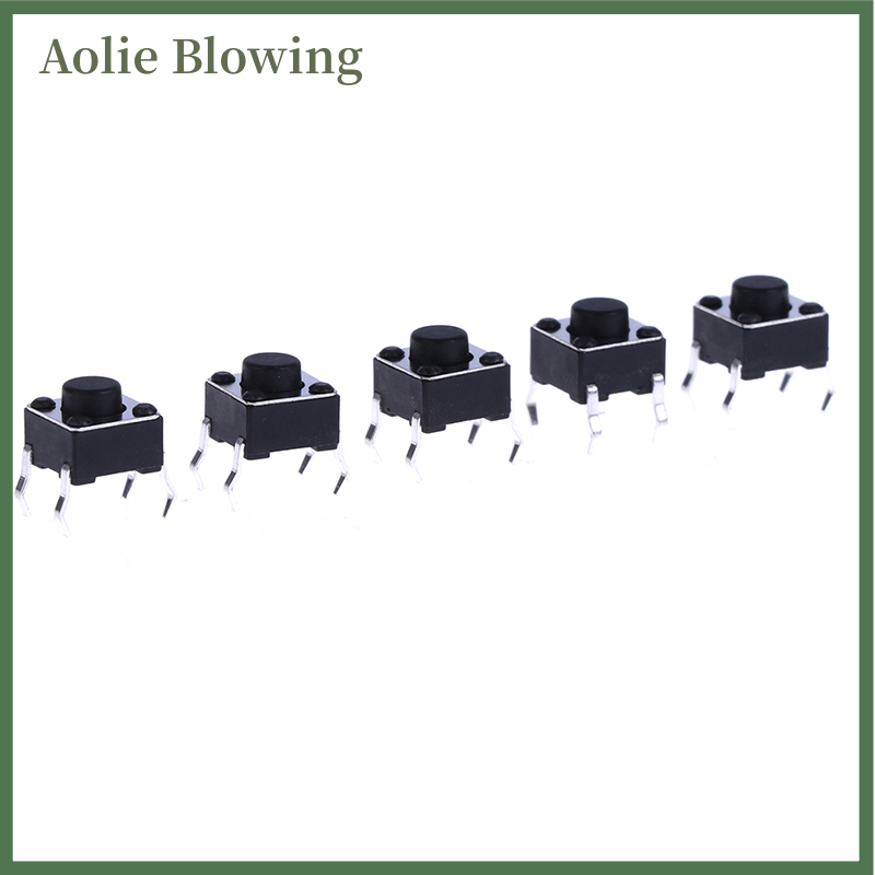Aolie 20 chiếc công tắc bấm dạng đẩy xúc giác tạm thời siêu nhỏ 6x6x5mm 4 chân tắt