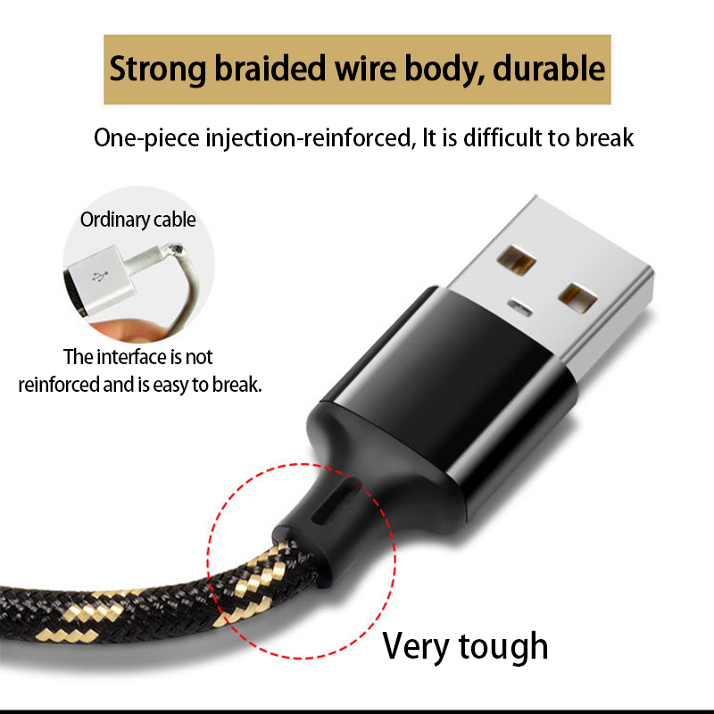 [Hàng có sẵn] Cáp sạc nhanh bện 2,8a 3 trong 1 tương thích cho iPhone Micro USB Cáp dữ liệu dây sạc USB Loại C