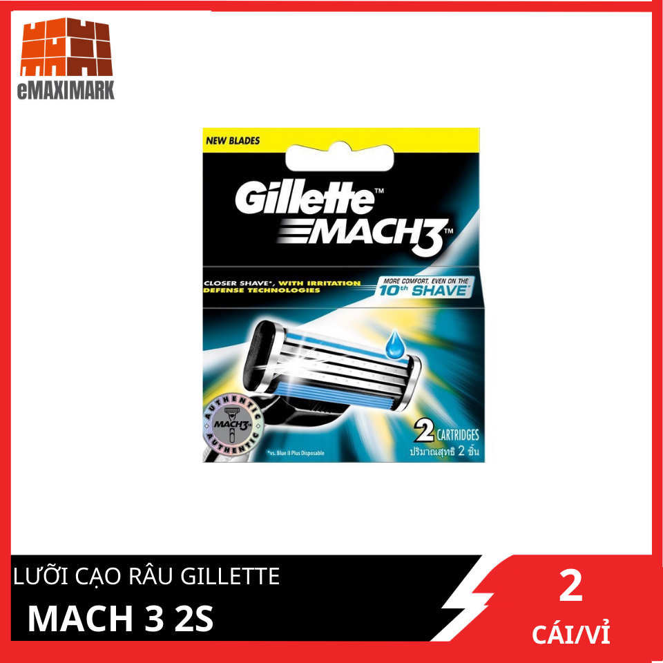 Lưỡi cạo râu gillette mach 3 vỉ 2 cái