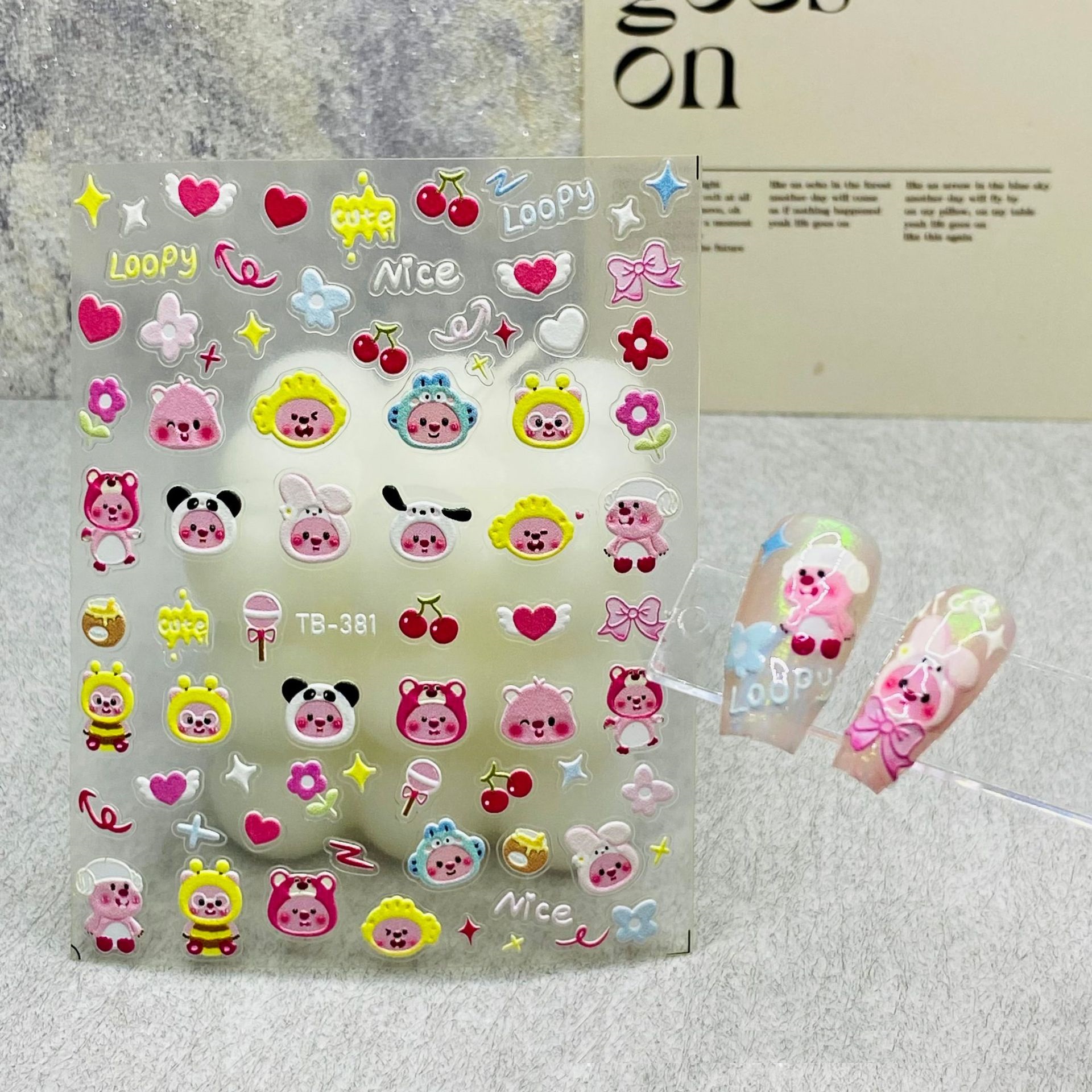 Sticker Lụa Nổi 5D | Hoạt Hình Loopy | Hình Dán Móng Tay