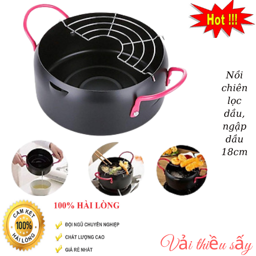 Nồi chiên ngập dầu, lọc dầu mini 18cm