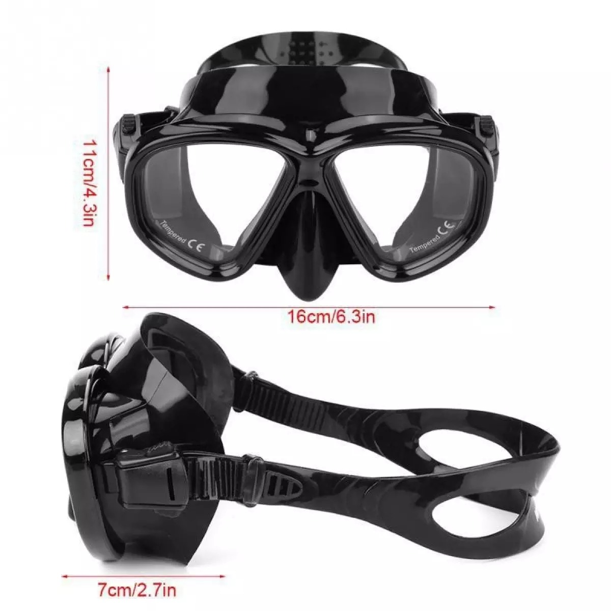 Professional Diving goggles Anti-Fog Goggle Tempered Glasses Big Frame ...