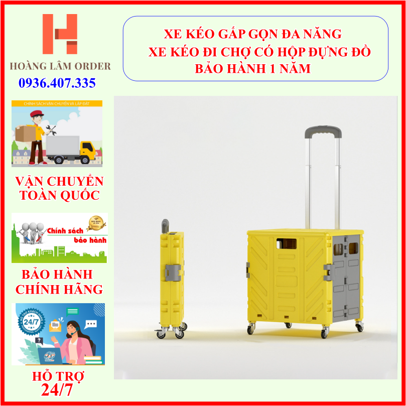 Xe kéo gấp gọn ,Xe kéo đi chợ có giỏ xe kéo hàng đẩy hàng, thùng đựng đồ hình vali đa năng, xe kéo đi chợ có thùng đựng
