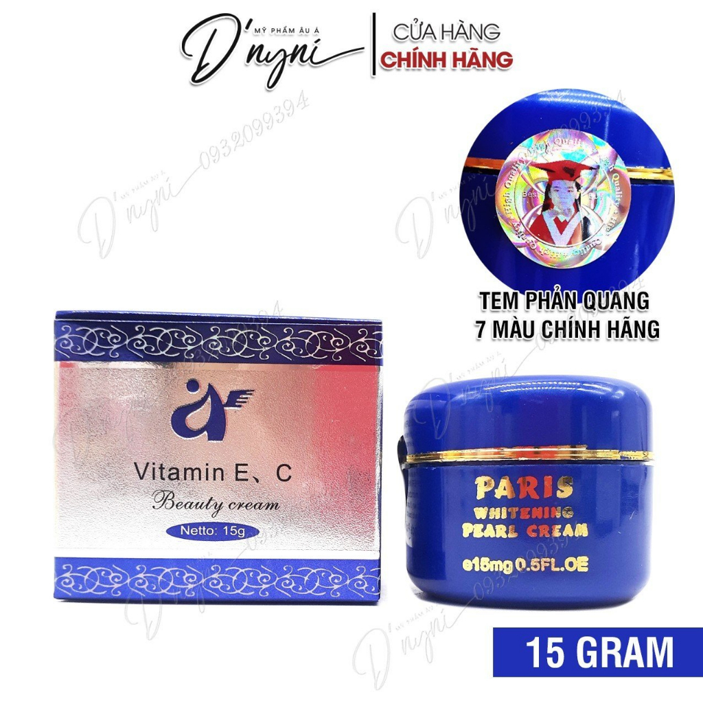 Kem vitamin e, c beauty cream paris q.j manne mei uv super whitening pearl cream 15 gram đài loan trắng da sạch nám