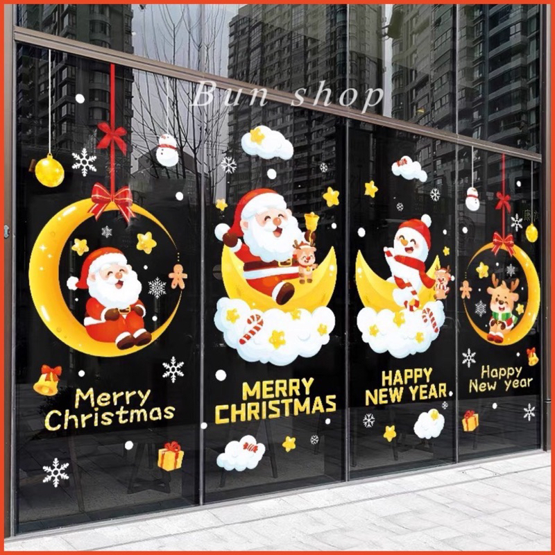 Decal Noel 2024  dán kính hít tĩnh tiện( ko keo) [ nhiều mẫu]