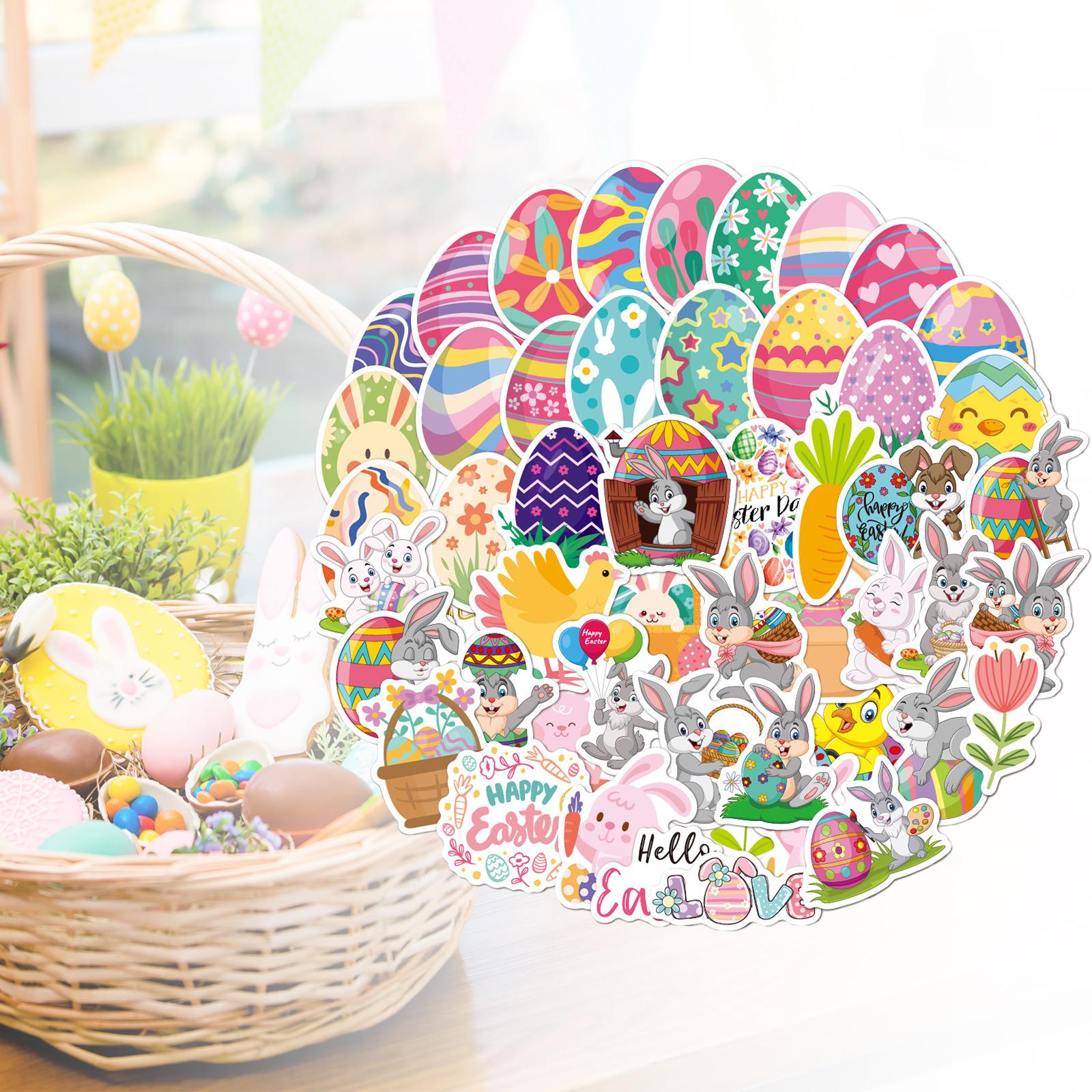 Mippos Easter Stickers, Easter Egg Bunny Stickers, Easter Egg Decals, for Water Bottles