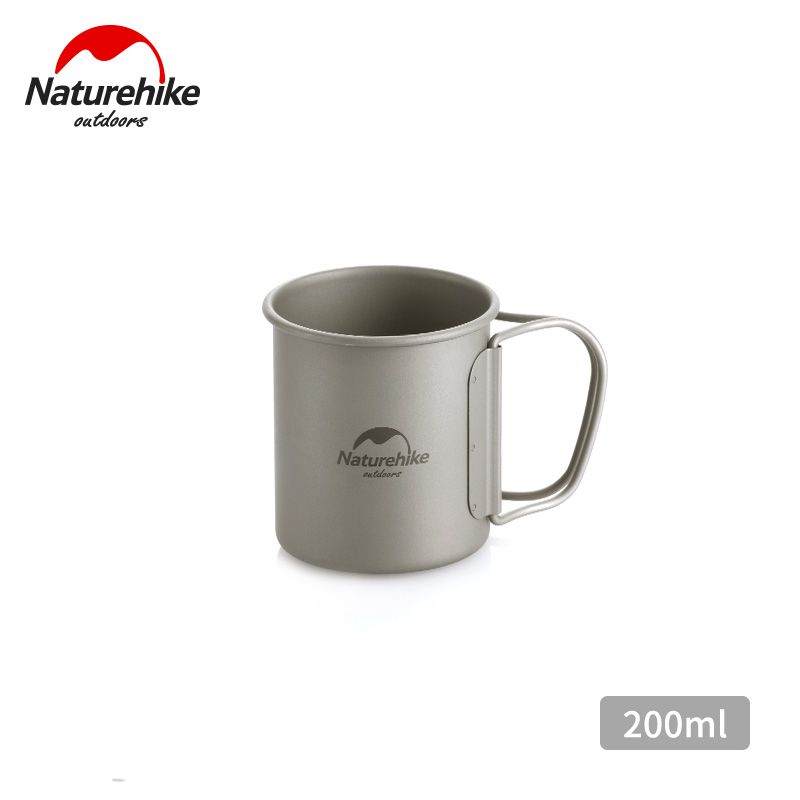 Naturehike Camping Portable Titanium Water Cup Mug Bowl Foldable Handle 200ml 300ml 450ml 600ml NH20CJ005