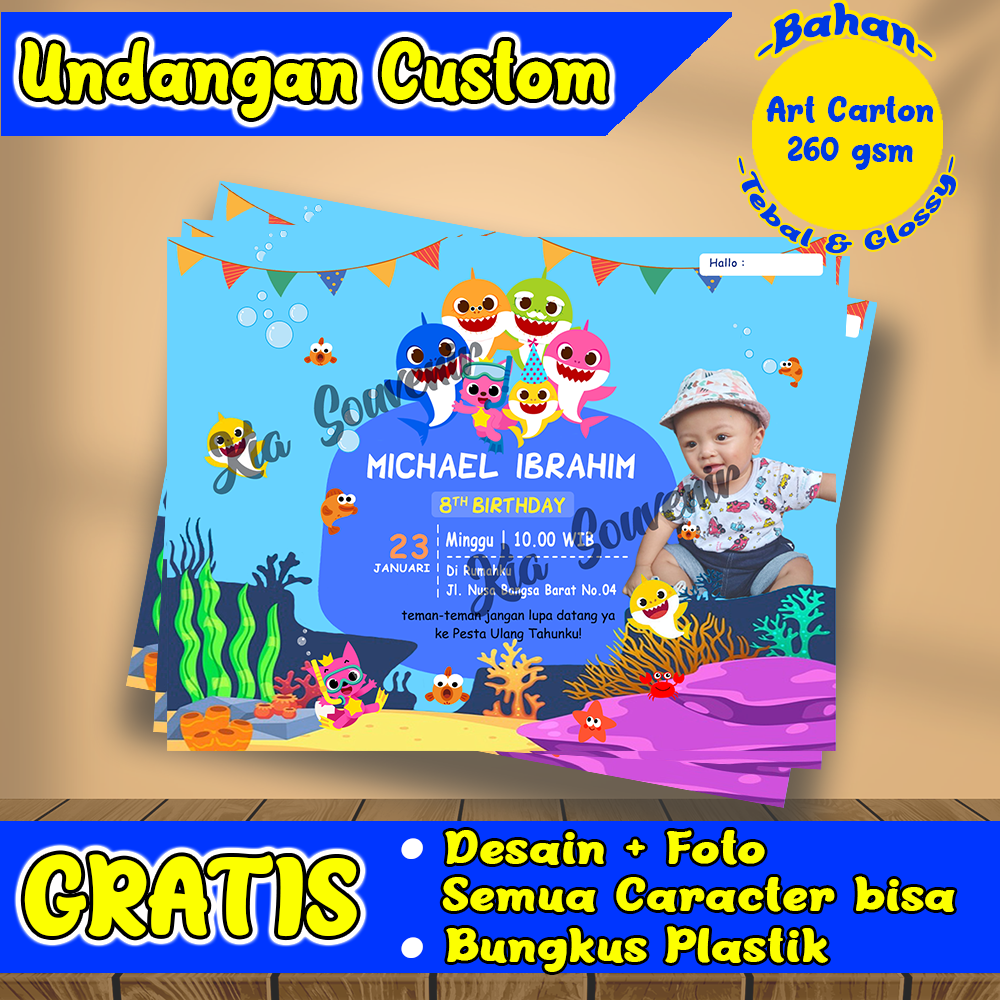 (20pcs) Undangan Ulang Tahun / Kartu Ultah / Label AQIQAH / Label