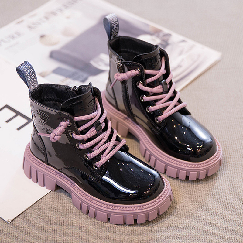Esspreso Girls' shoes, Martin boots, boys' leather boots, fleece short boots, children's boots