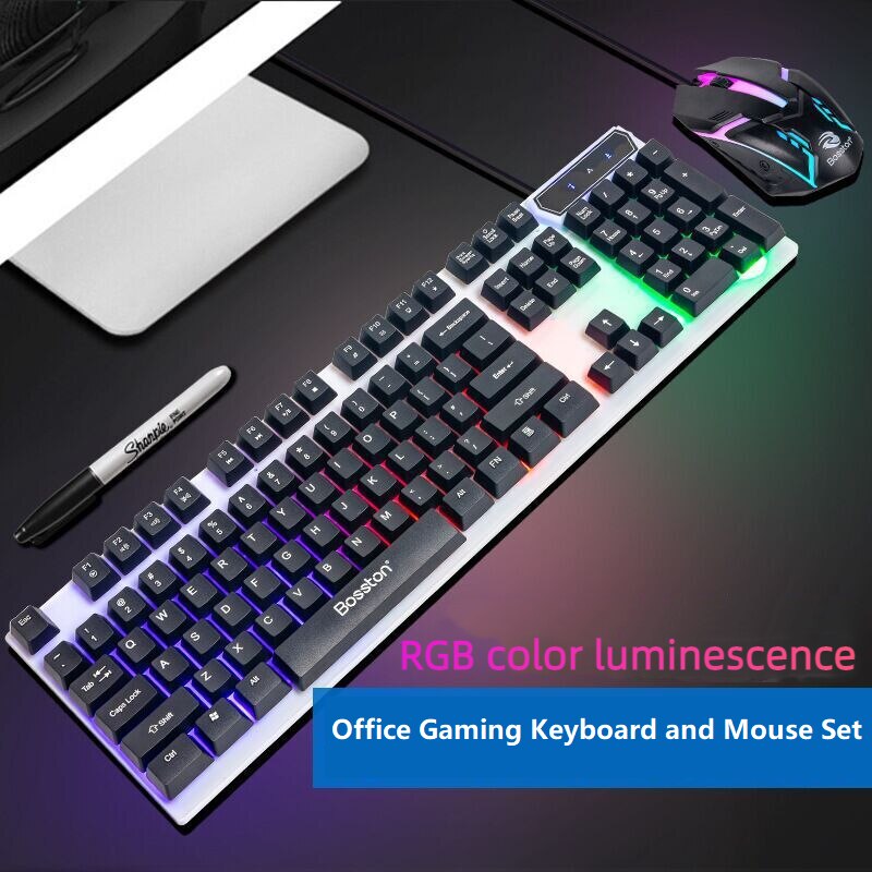 LED Lighting Dazzlingly Cool Lighting Keyboard Mouse Combination Mechanical Keyboard Rgb Mouse Usb Inter For Desktop Laptop 2023new