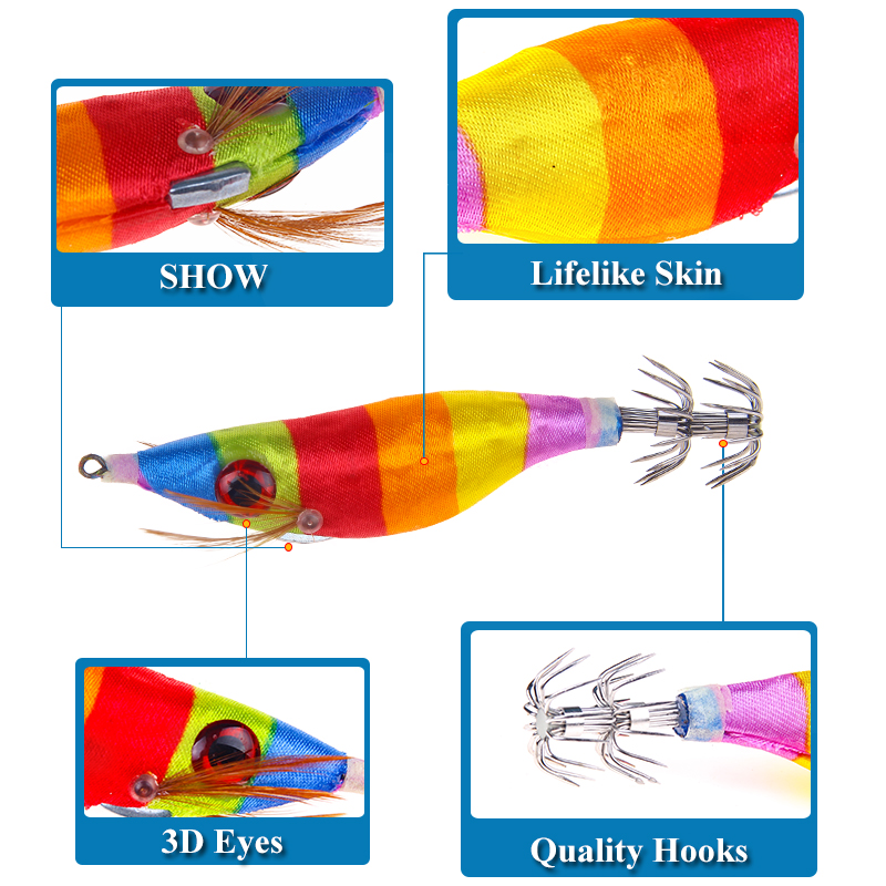 3D Eyes Luminous Lure 9.2g/10cmSquid Hook Jigs Octopus Cuttlefish Shrimp Baits