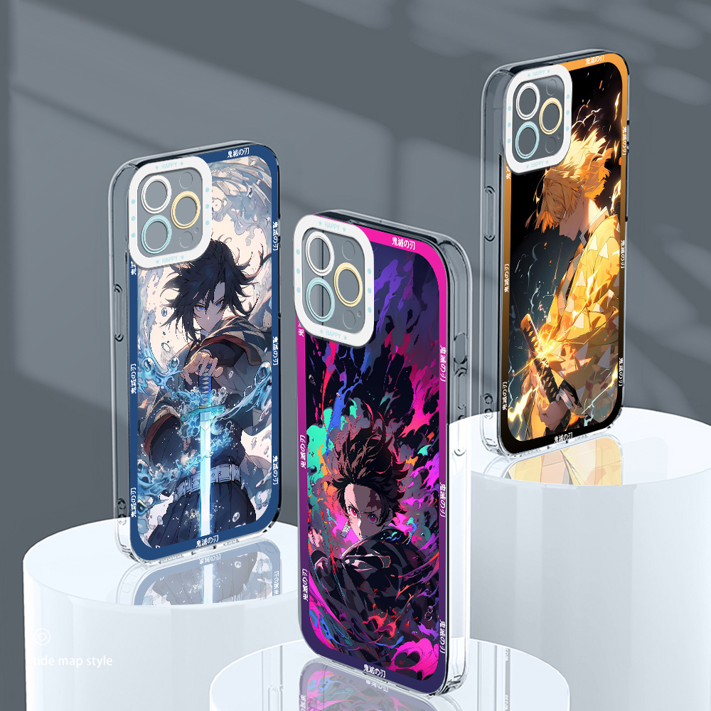 Jizetin for Infinix Note 11 Note 12 G88 Back Cover Transparent Cool Demon Slayer Soft Full Camera Cover Protection Phone Cases. 