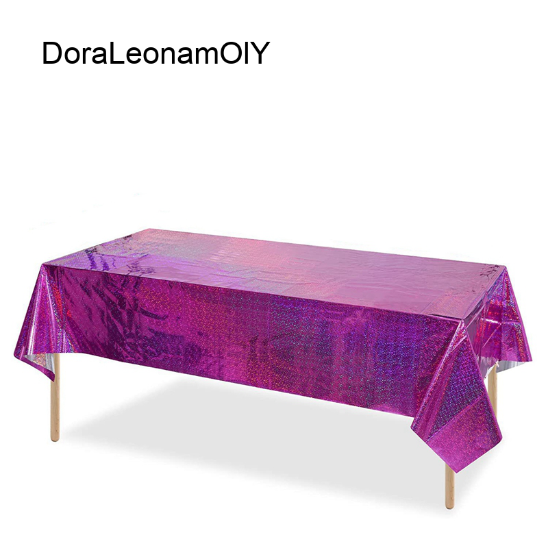 137x274cm Party Tablecloth Rainbow Colourful Birthday Tablecloth Waterproof Oil Proof Table Cloth PE Foil Tablecloth Disposable Table Cover For Birthday Party Wedding Home Decors