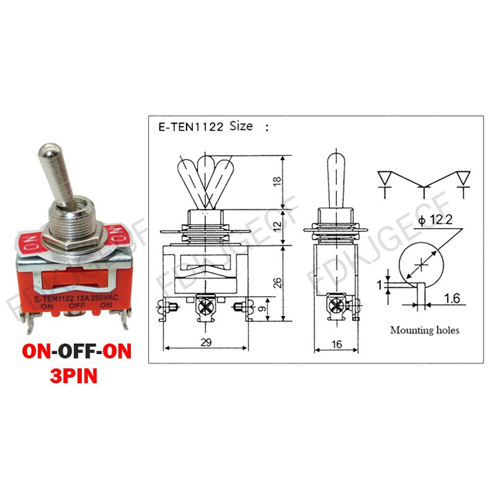 Công Tắc Gạt Đôi E-TEN 1221 15A/250V 2 Chế Độ ON-OFF 4P