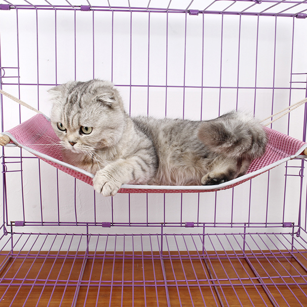1pc Breathable Comfortable Mesh Pet Hanging Hammock Swing Bed Sleeping Cage House for Cat Kitten