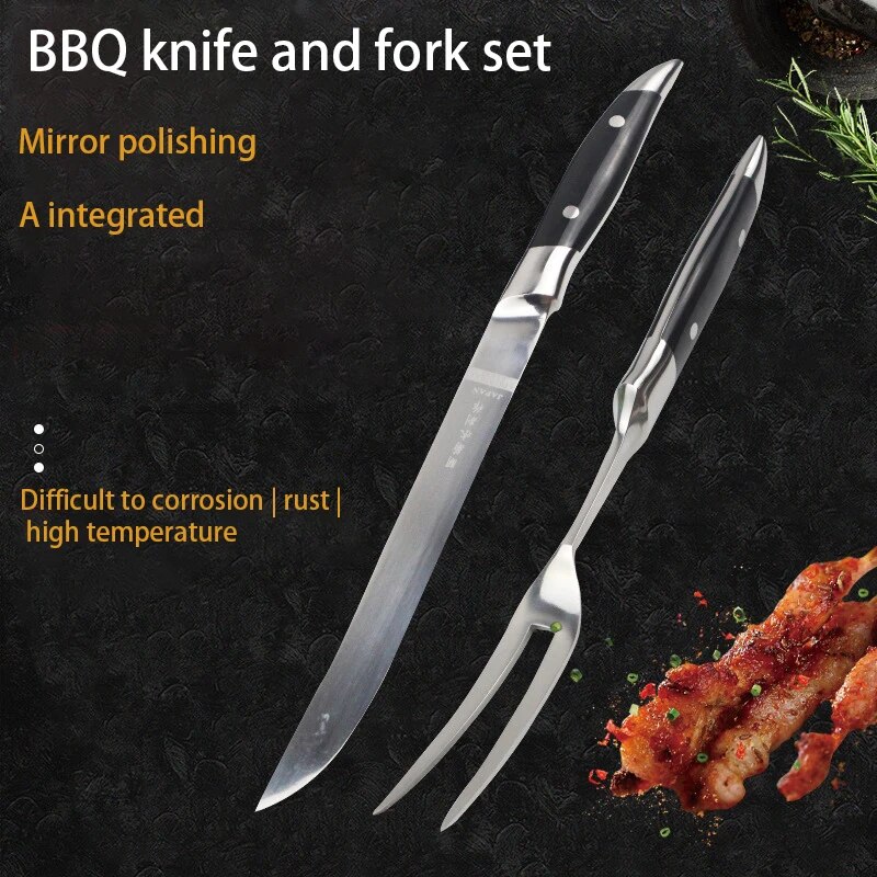 Mirror Barbecue Knife And Fork ABS Handle Set Kitchen Tableware Outdoor