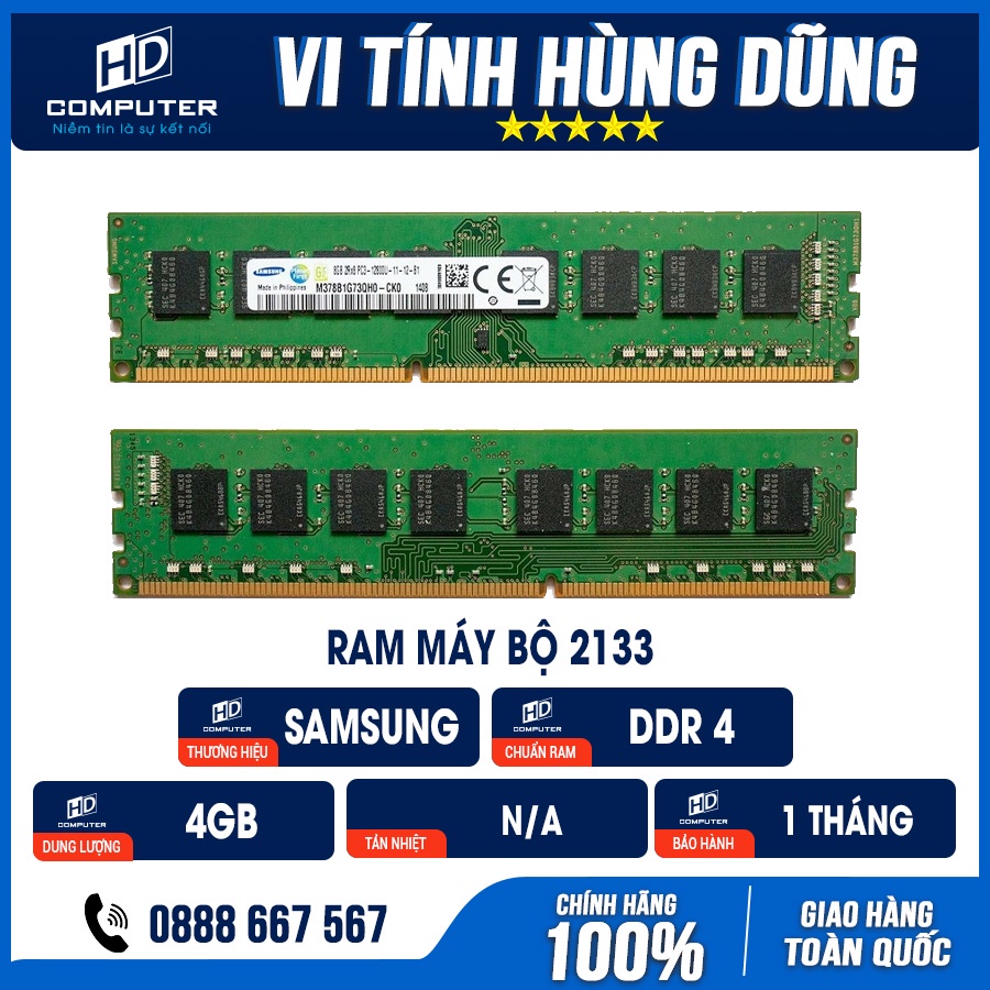 Ram DDR4 4G Bus 2133 MB ( Samsung, Hynix, Elphida, Kingston,...) , Ram máy tính DDR4 4G, Ram pc