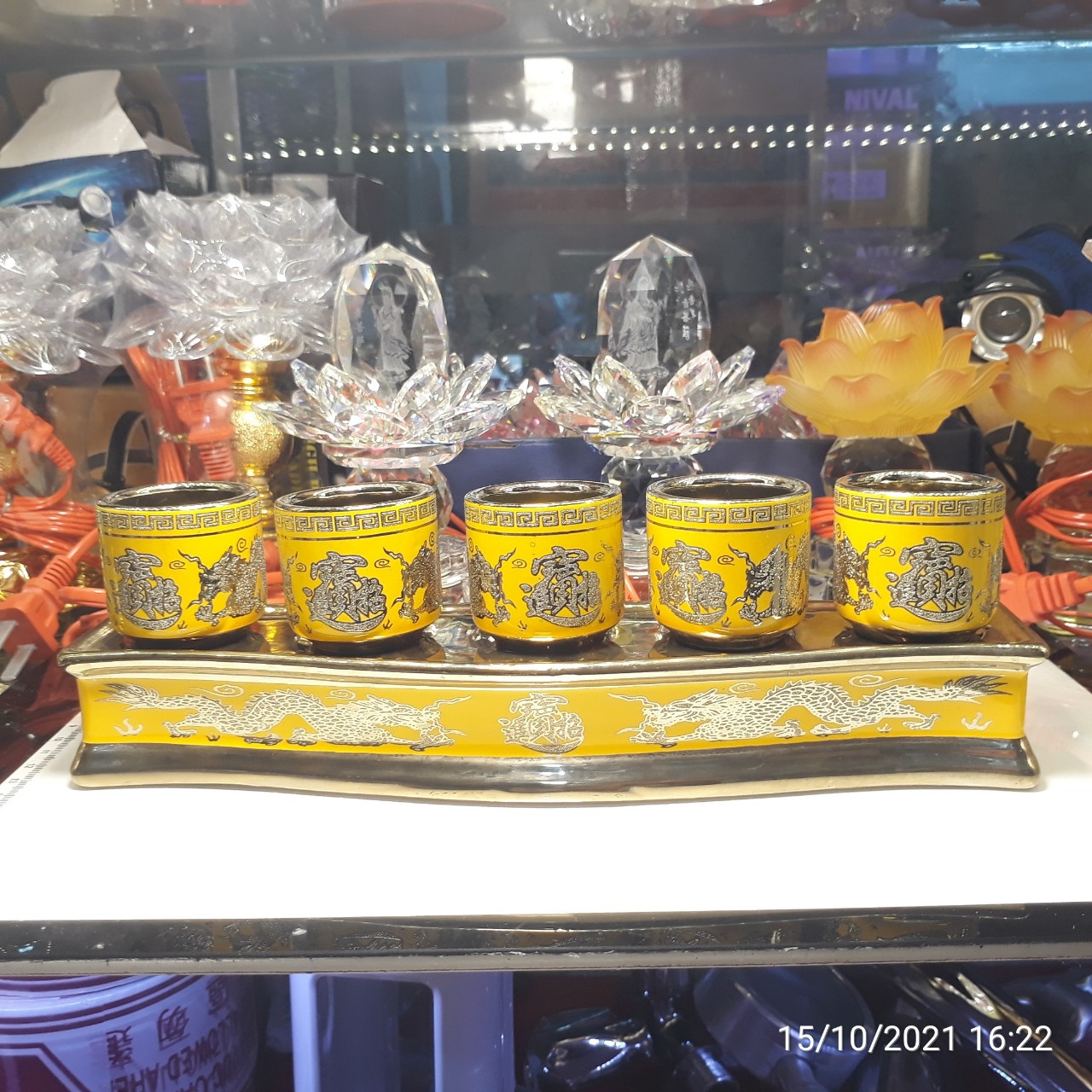 Án 5 ly và Án 3ly nước thờ cúng rồng vàng
