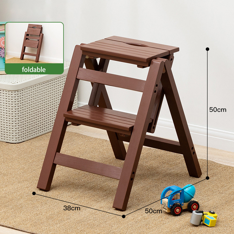 YONUO Solid wood folding ladder chair household ladder chair dual-purpose ladder stool indoor multi-functional climbing pedal stairs