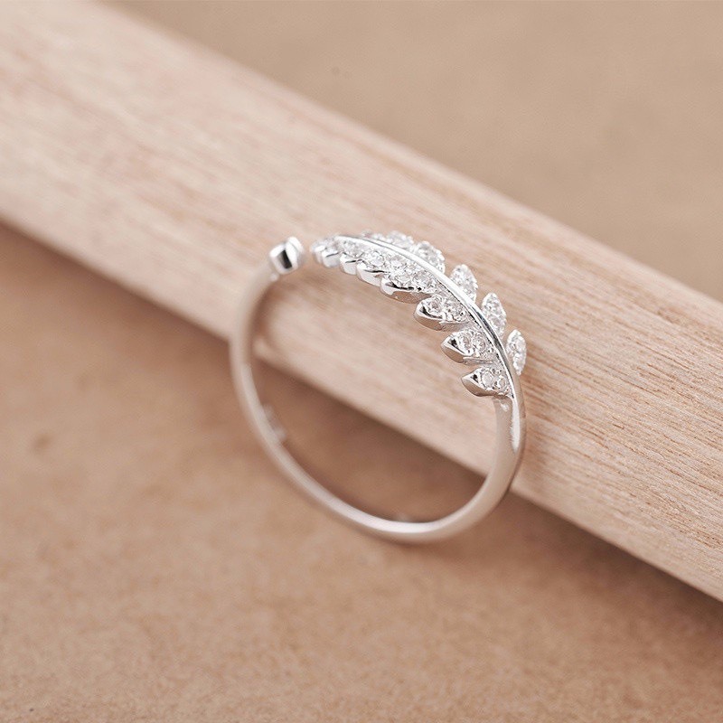 Nhẫn bạc nữ LAMY Olive Leaf Stone-Encrusted Ring Silver 8201SV - Nhẫn bạc ta cao cấp