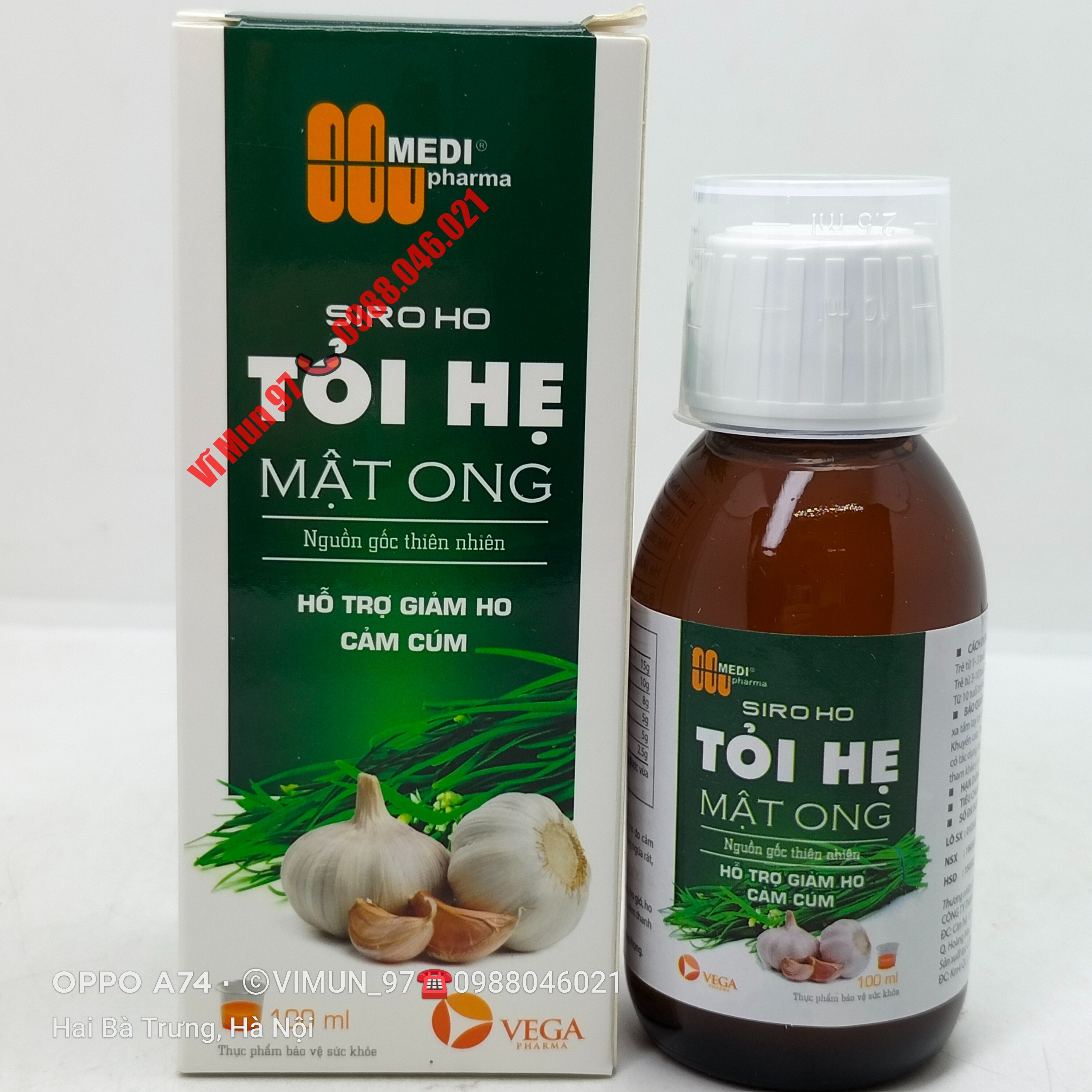 Siro ho TỎI HẸ MẬT ONG chai 100ml