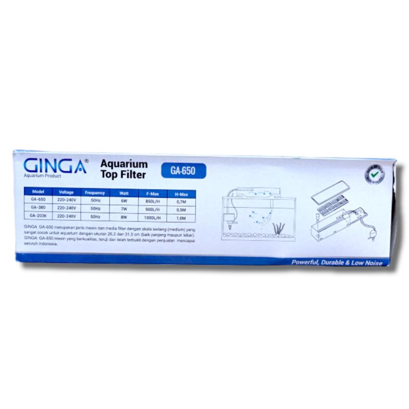 Box filter lengkap Aquarium GINGA GA 650 Pompa aquarium lengkap