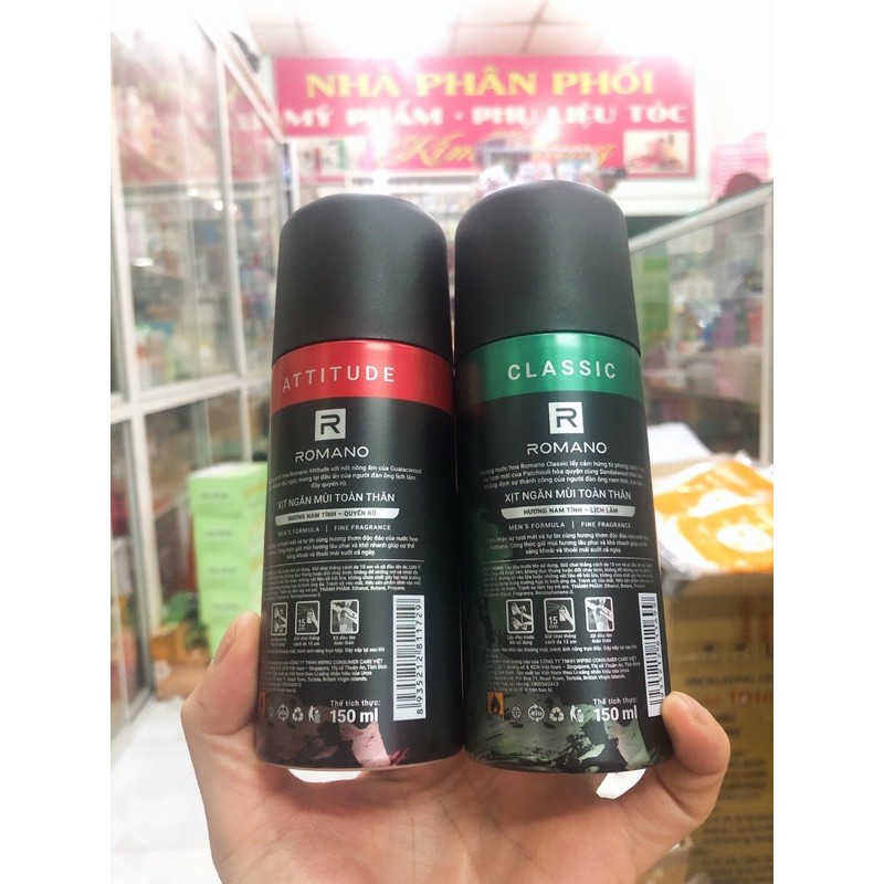 Xịt khử mùi toàn thân Romano 150ml