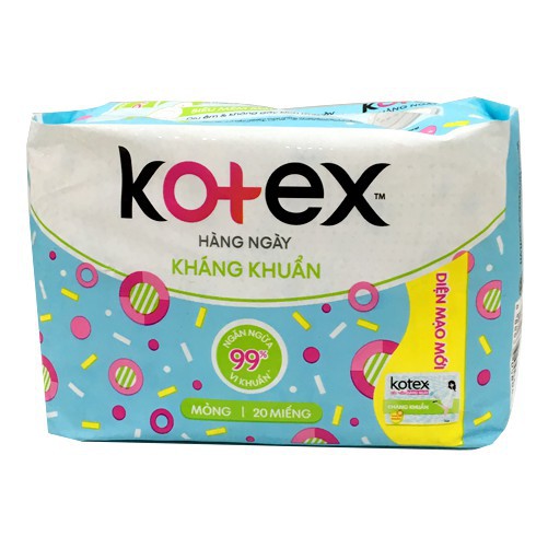 8 gói Kotex Hàng ngày Kháng khuẩn(20 miếng)