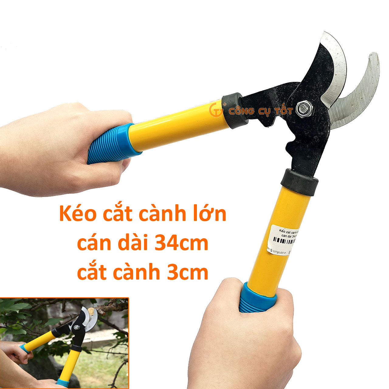 Kéo cắt cành cây cán dài 34cm chuyên cắt cành lớn
