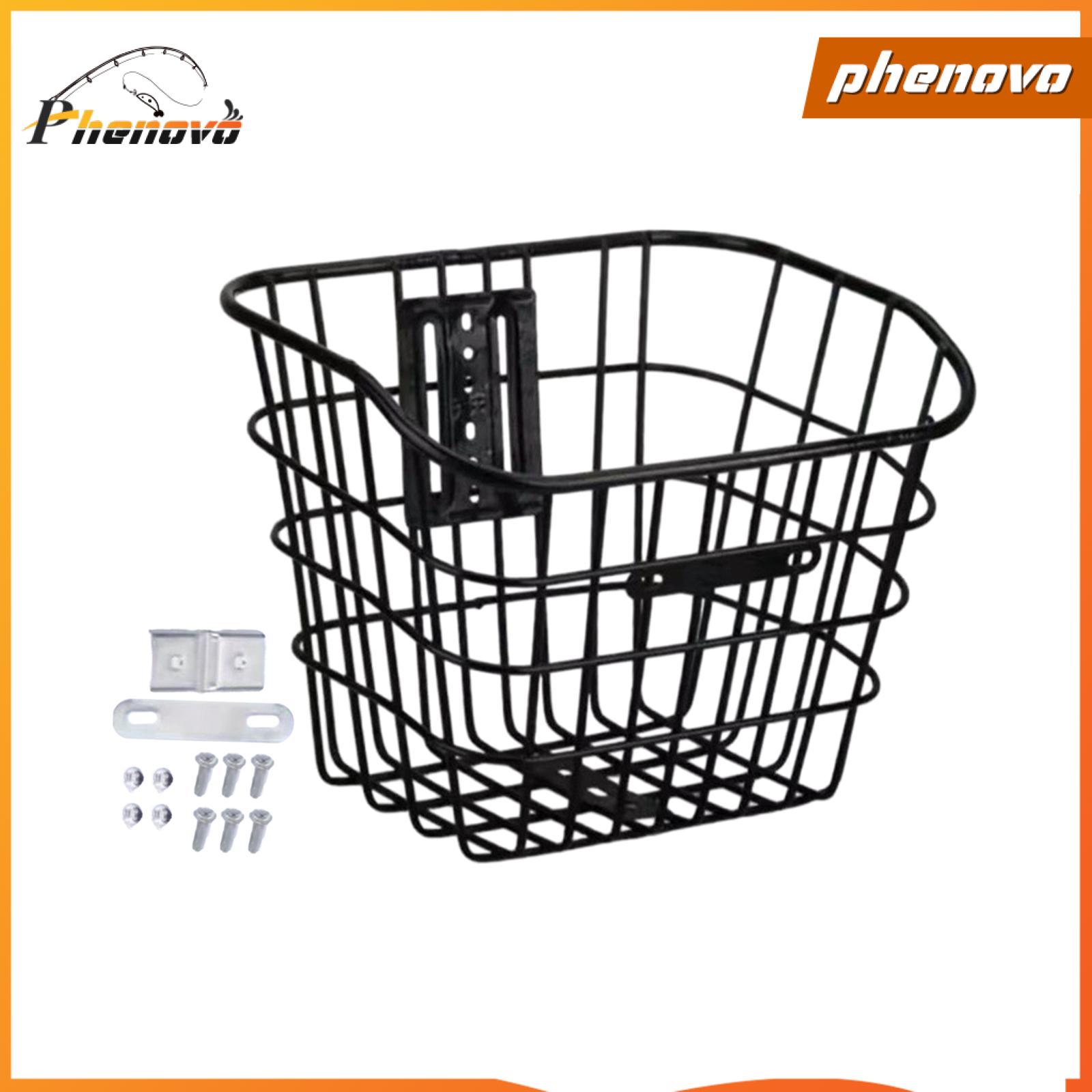 Phenovo Front Bike Basket, Detachable Front Handlebar Bicycle Basket, Bike Storage Basket Bike Accessories for Mountain Bikes