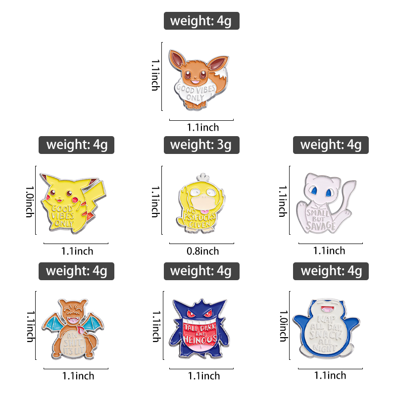 Huy Hiệu Ba lô Anime Pokémon trâm cài phủ men gengar Pikachu