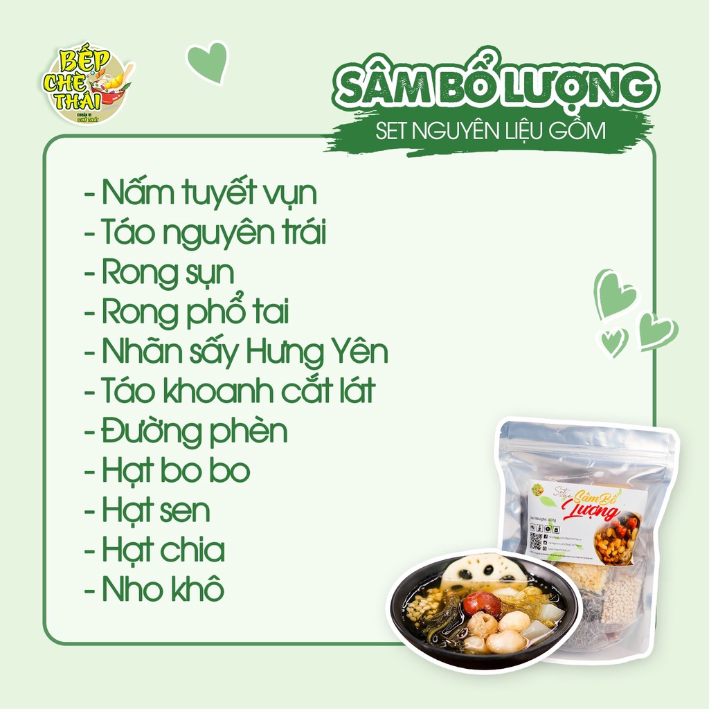 Set chè sâm bổ lượng (set lớn 30 chén) - tự nấu 10 vị - Bếp Chè Thái