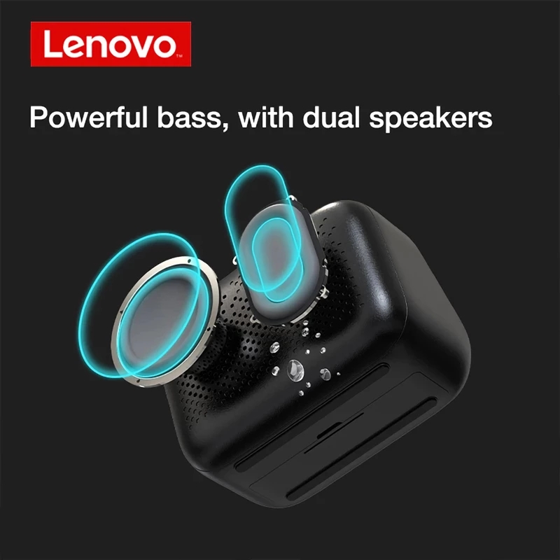 Lenovo TS13 Bluetooth Speaker Wireless Bluetooth Music Player Digital clock Mirror Screen Digital Alarm Clock Multifunction LED Table Clock 3D Surround Portable Mini Bass Stereo Subwoofer