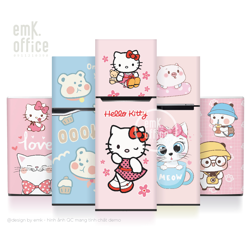 Decal dán tủ lạnh, miếng dán tủ lạnh mẫu cute - BO109