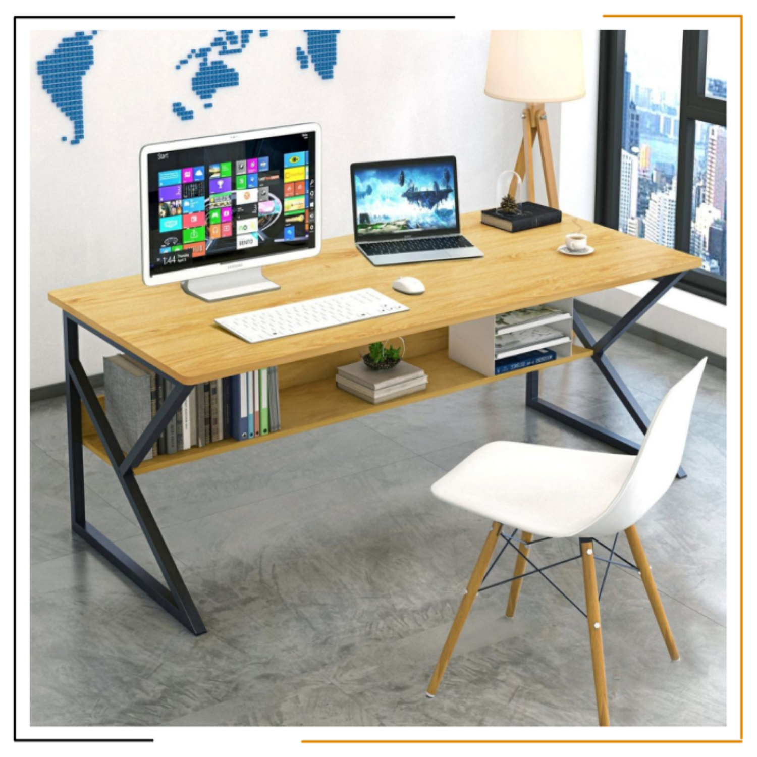 Modern K-Desk — 120×75×75 cm (48″×30″×30″) | Gaming Desk • Office Table • Study Table | Metal Frame & Laminated Top | Holds 200 kg • Made in Nepal (Medium+Wide). 