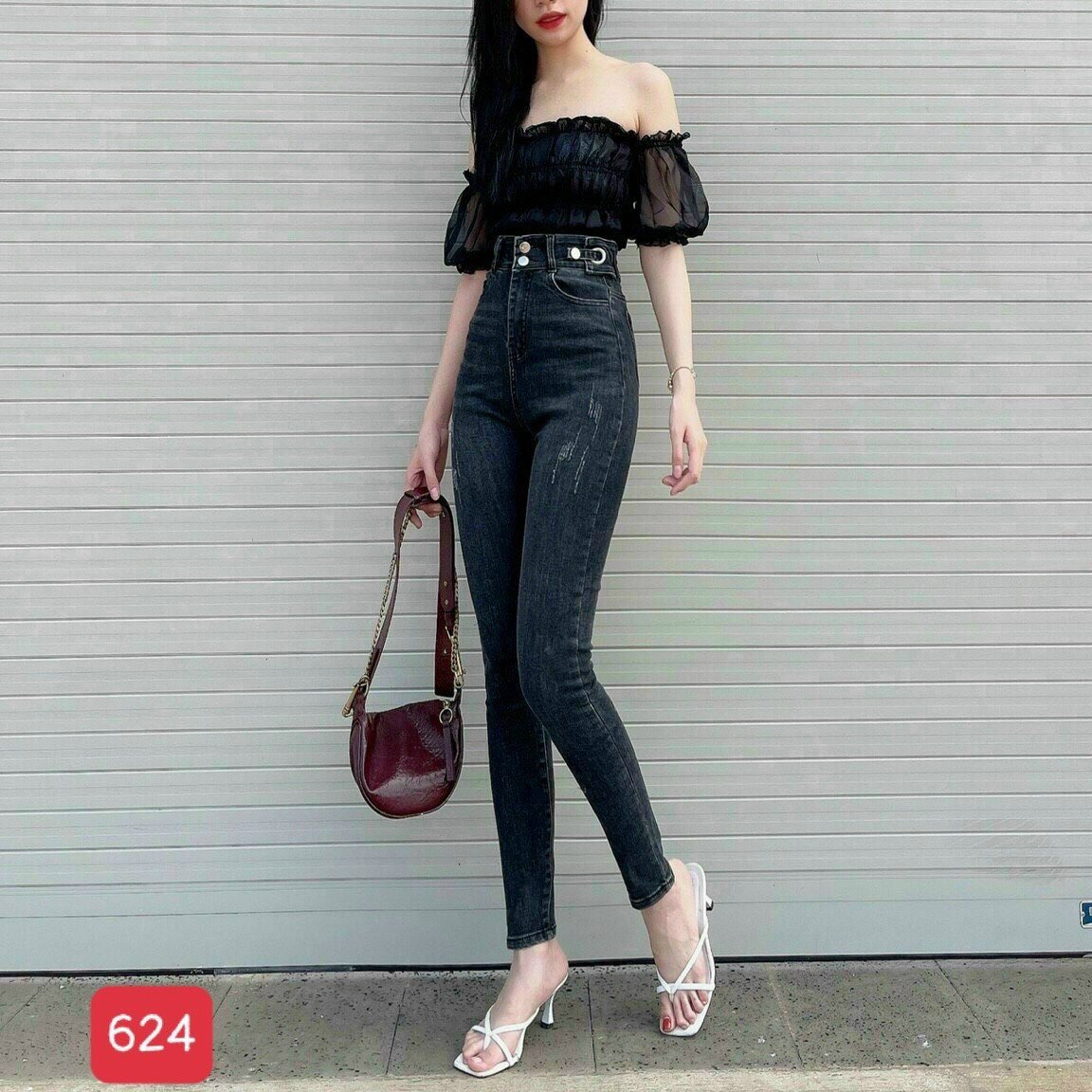 Quần Jean Skinny Nữ Dáng Ôm Lưng Cao Trơn Basic Siêu Tôn Dáng, Quần Jean Nữ Xám Túi Kiểu Trẻ trung Chất Jean Co Giãn -XÁM STORE92 MS614
