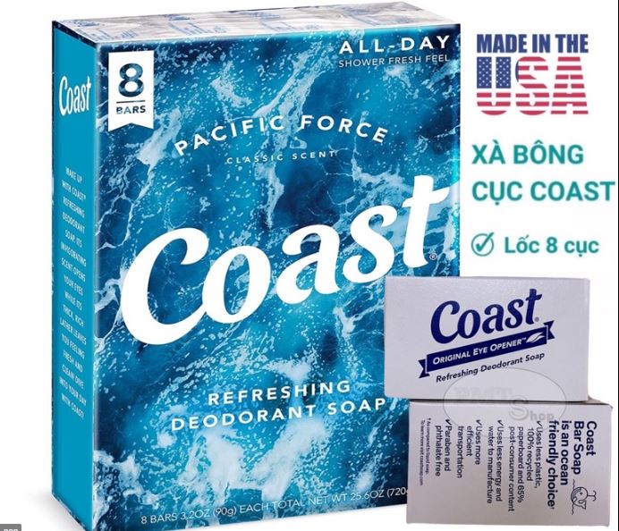 Lốc 8 cục Xà bông COAST Mỹ 113g